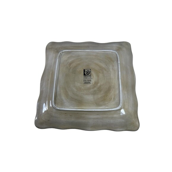 Tabletops Lifestyles Campagnolo Square Dinner Plate Hand Painted Beige 11 1/8" - Picture 5 of 7